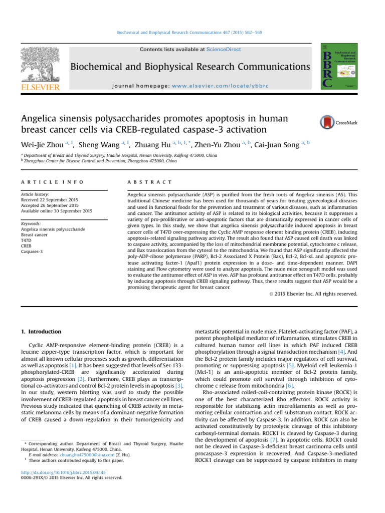 ASP Promotes Apoptosis in Human Breast Cancer Cells Via Creb-Regulated ...