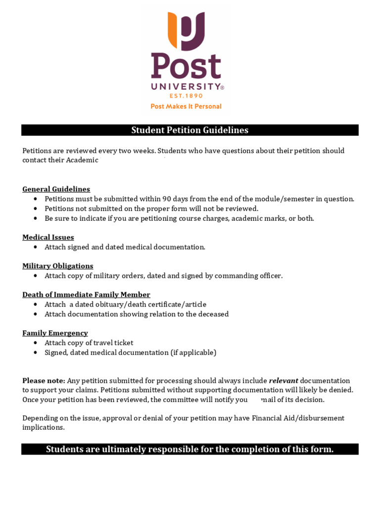 Student Petition Submission Guidelines | PDF | Petition
