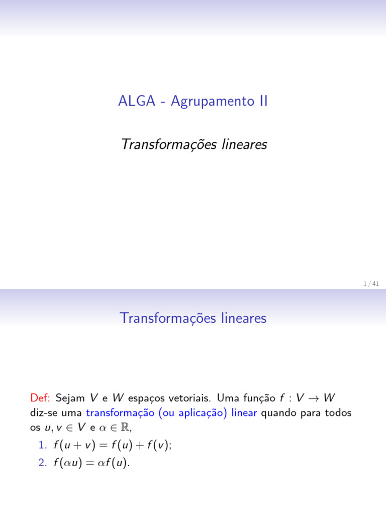 Transformações Lineares e Isomorfismos | PDF | Mapa linear | Espaço ...