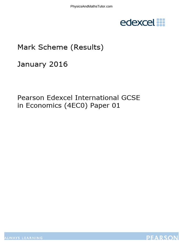 January 2016 MS - Paper 1 Edexcel Economics IGCSE | PDF | Currency ...