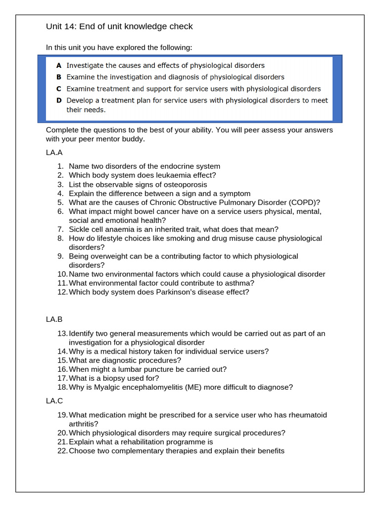 14 End of Unit Knowledge Check | PDF | Chronic Obstructive Pulmonary ...