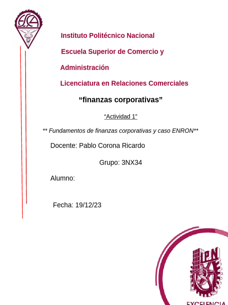 Finanzas Corporativas y Caso Enron | PDF | Business | Inversiones