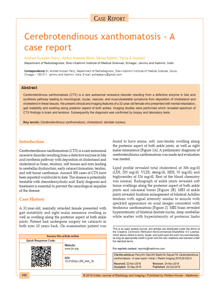 Cerebrotendinous Xanthomatosis | PDF | Diseases And Disorders | Medical ...