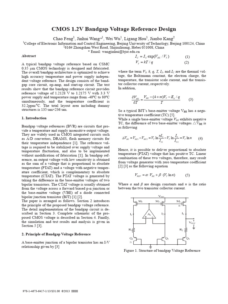 1.2V CMOS Bandgap Voltage Reference | PDF | Operational Amplifier ...