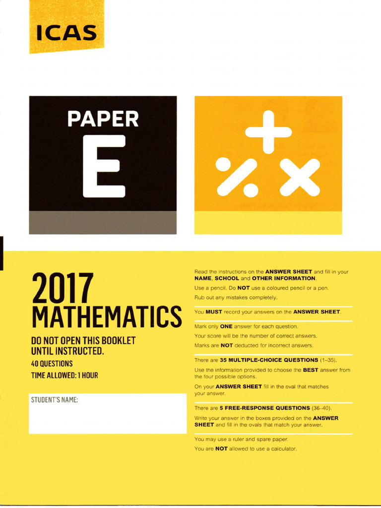 Maths E 2017 With Answers | PDF