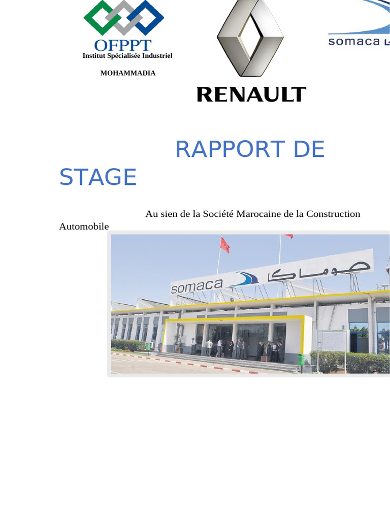 Rapport de Stage chez SOMACA | PDF | Renault | Ingénierie mécanique