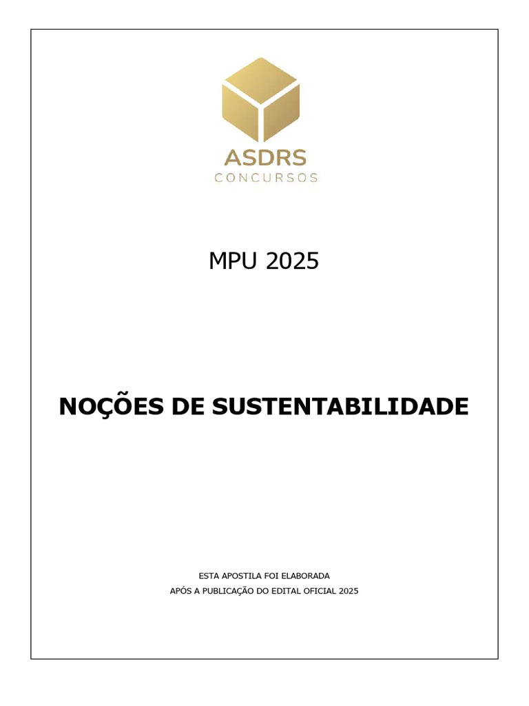Noções de Sustentabilidade MPU 2025 | PDF | Sustentabilidade ...