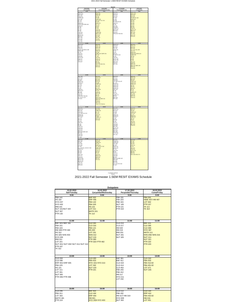 Exam Schedule by Campus Date Hour Course 3 | PDF