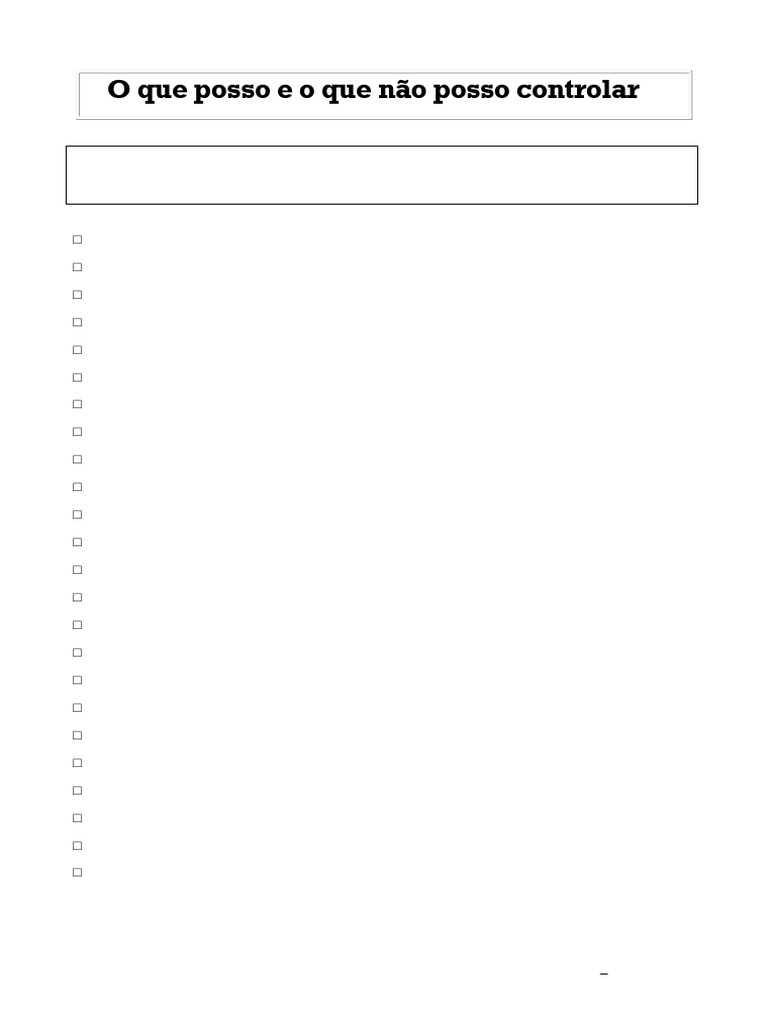 O Que Posso e o Que Não Posso Controlar | PDF