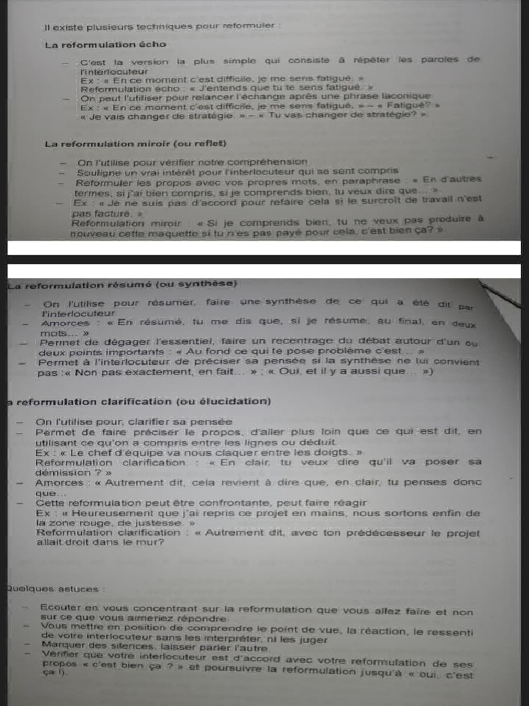 Techniques de Reformulation en Communication | PDF