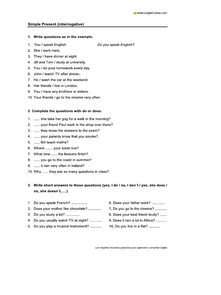 Routine - Interrogative and Negative | PDF