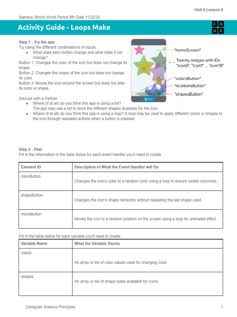 Activity Guide - Loops Make - Unit 6 Lesson 8 | PDF | Control Flow ...