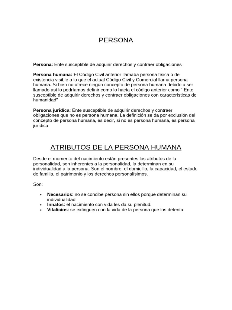 Atributos de La Persona Humana | PDF | Bienes (Ley) | Menor (ley)