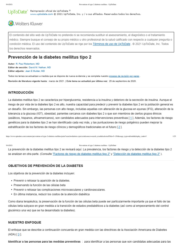 Prevention of type 2 diabetes mellitus - UpToDate | PDF | Diabetes ...