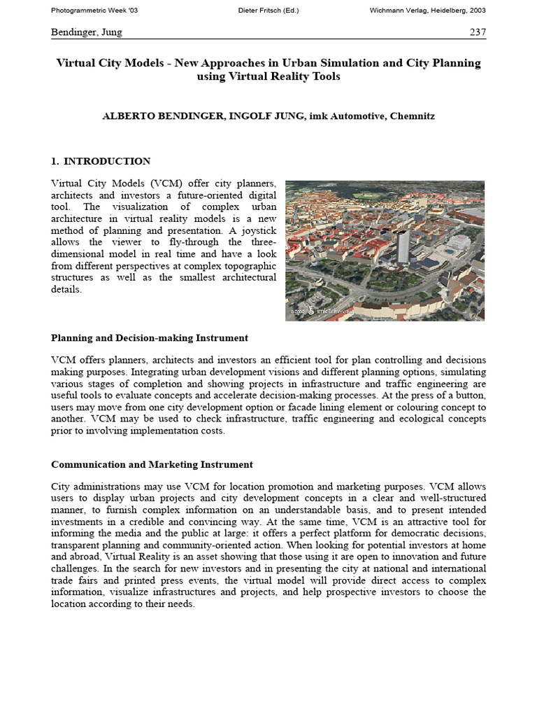 Virtual City Models - New Approaches in Urban Simulation and City ...