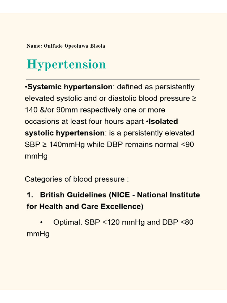 Understanding Hypertension Classifications | PDF | Blood Pressure ...