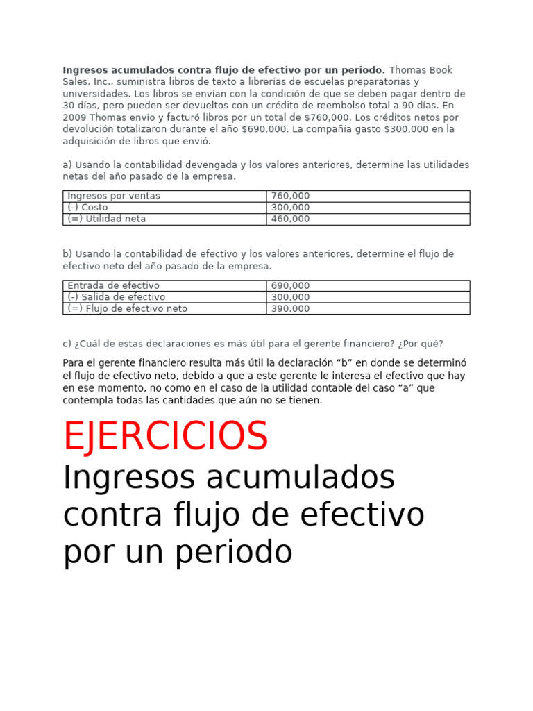 Ejercicios de flujo de efectivo 2009 | PDF | Contabilidad | Economias