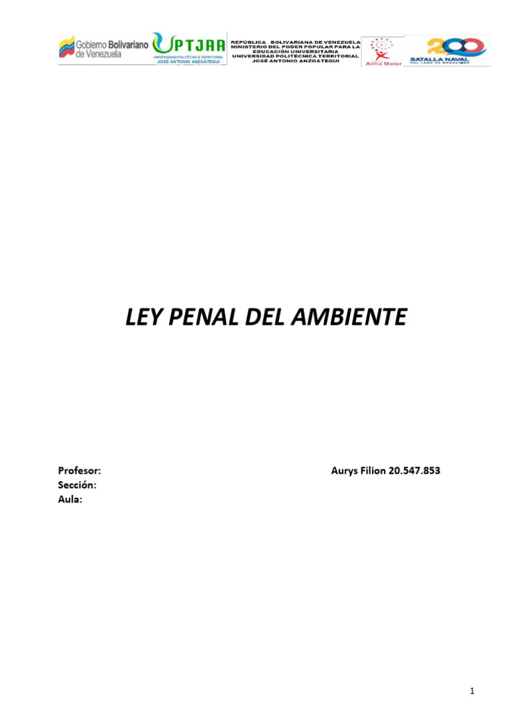 Ley Penal del Ambiente en Venezuela | PDF | Castigos | Multa (pena)
