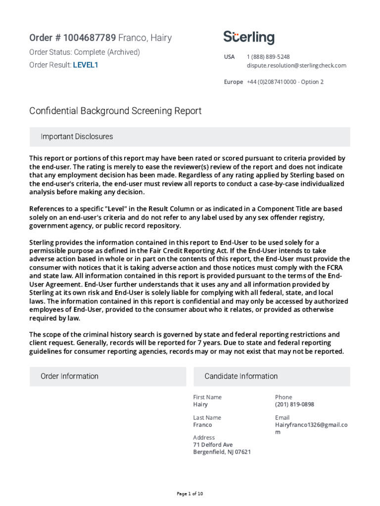 Confidential Background Screening Report | PDF | Credit History ...
