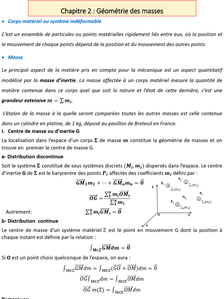 Matrice d'inertie et exercices corrigés | PDF | Centre d'inertie | Masse