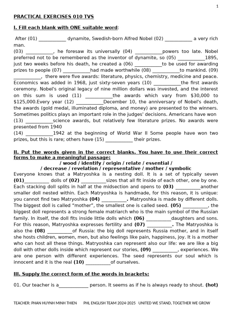 Minh Thiện - Practice 010 HGS ANH 9 2024-2025 (student version) | PDF ...