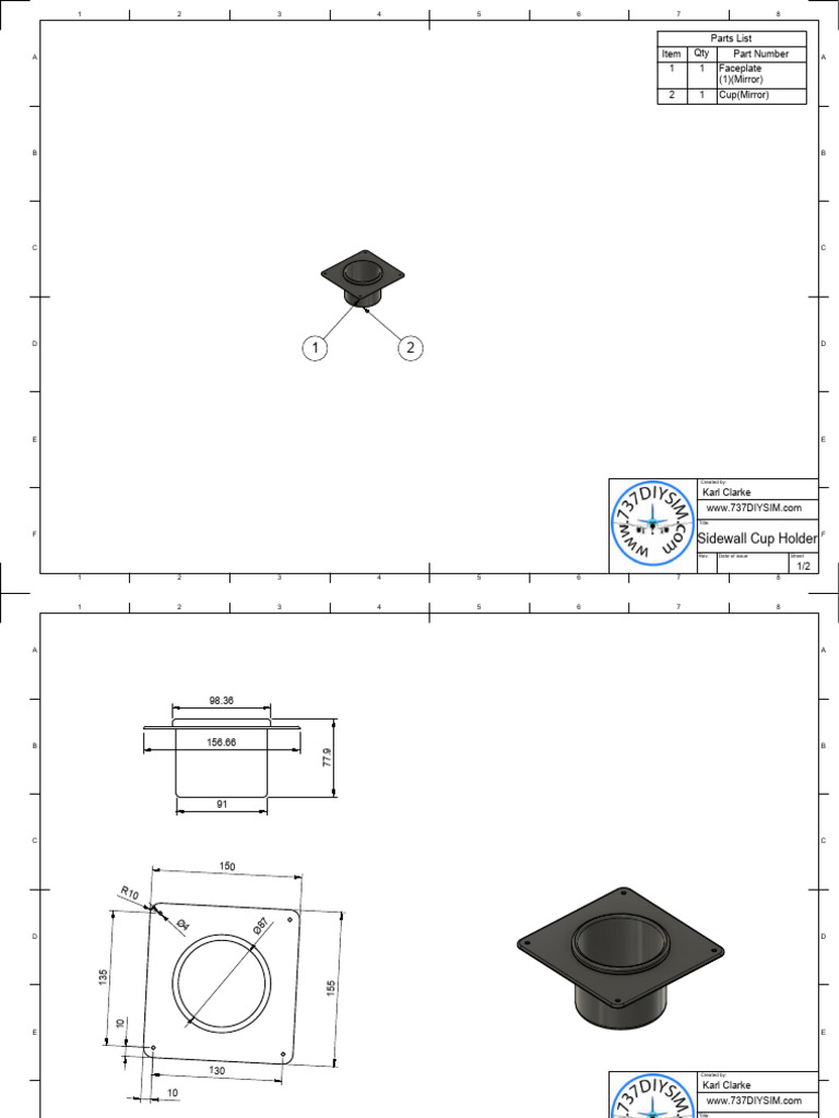Sidewall Cup Holder Drawing v1 | PDF