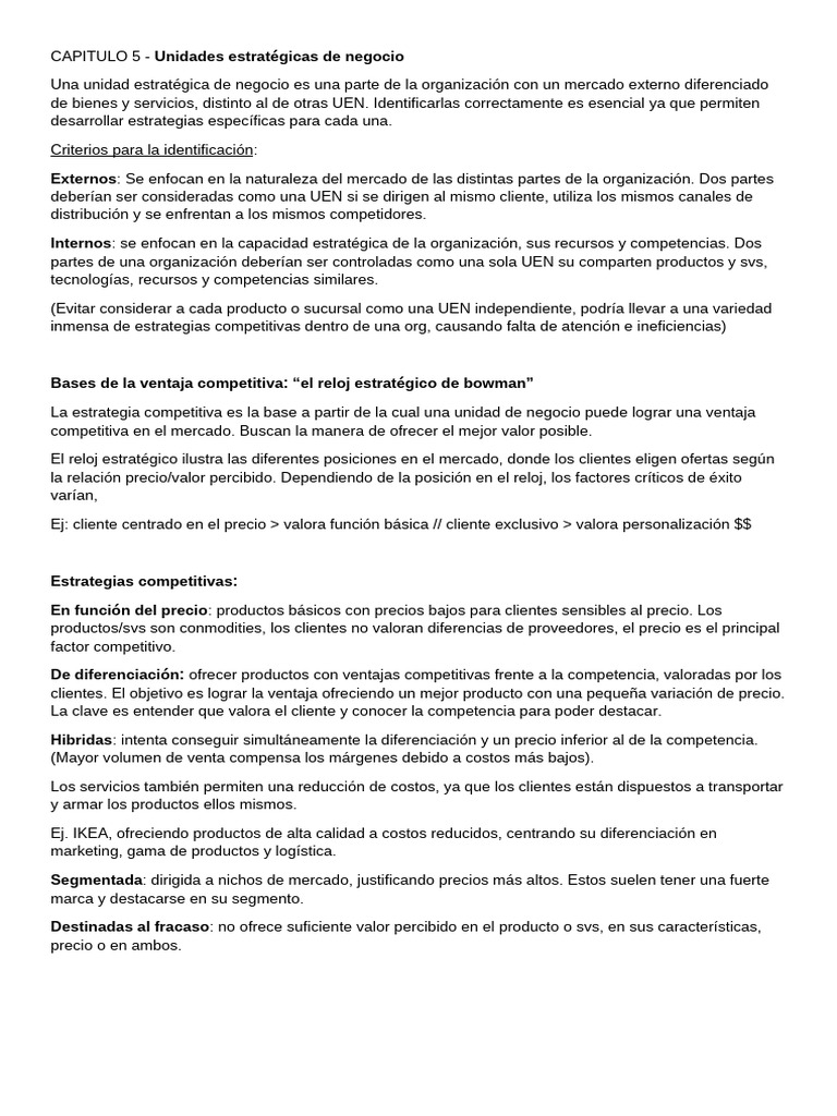Estrategias de UEN y Ventaja Competitiva | PDF | Mercado (economía ...