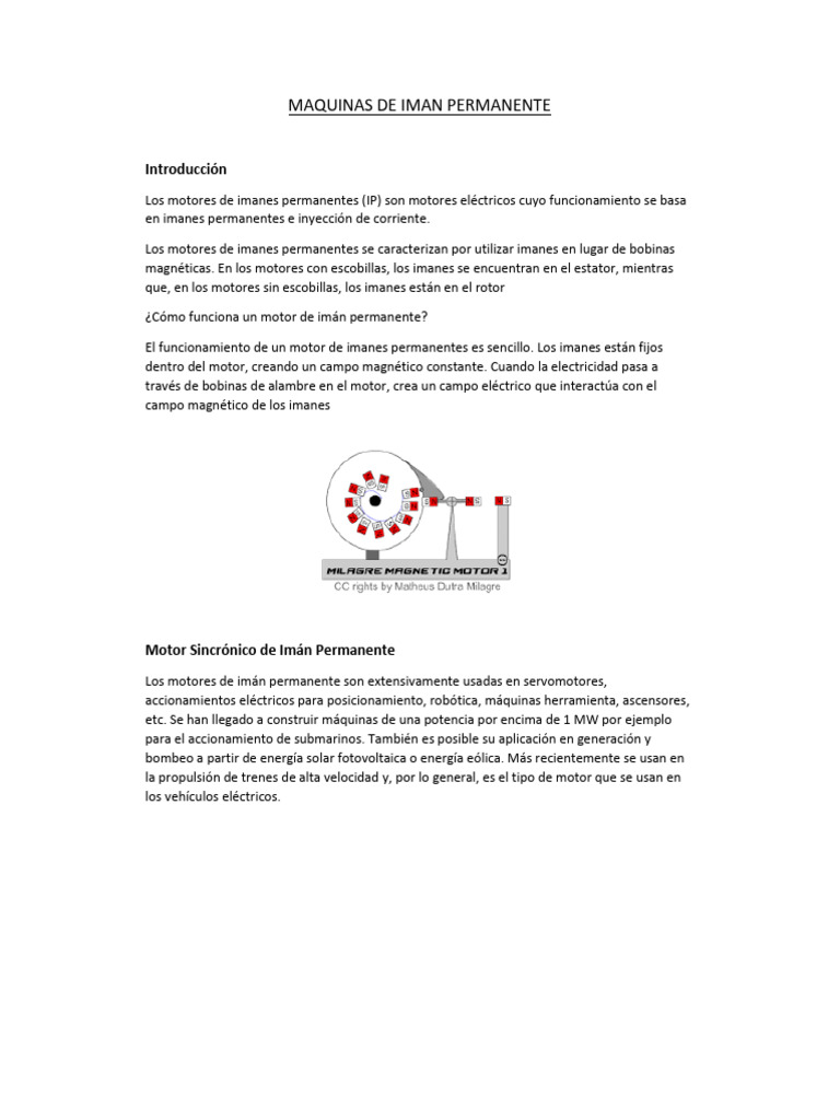 Ventajas de Motores de Imanes Permanentes | PDF | Motor eléctrico ...