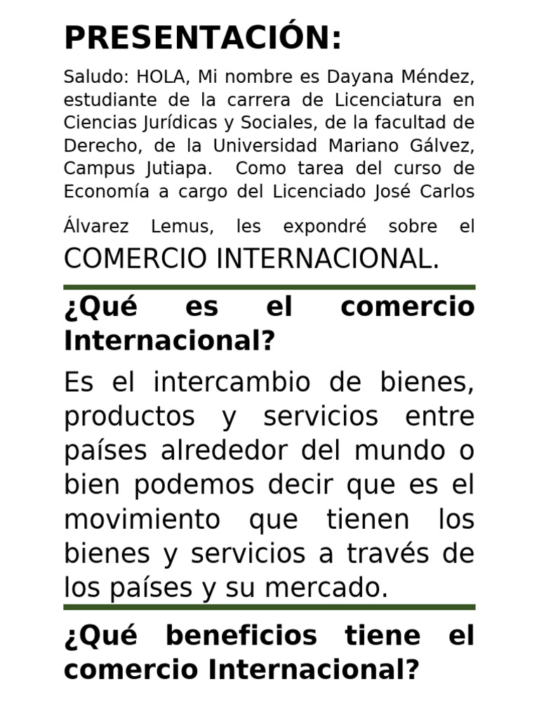 Exposicion Economia Comercio Internacional | PDF | El comercio ...