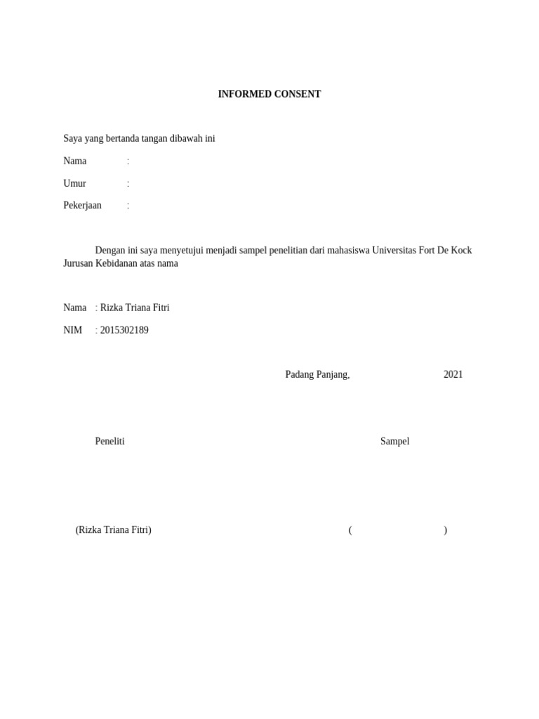 Persetujuan Informed Consent Penelitian | PDF