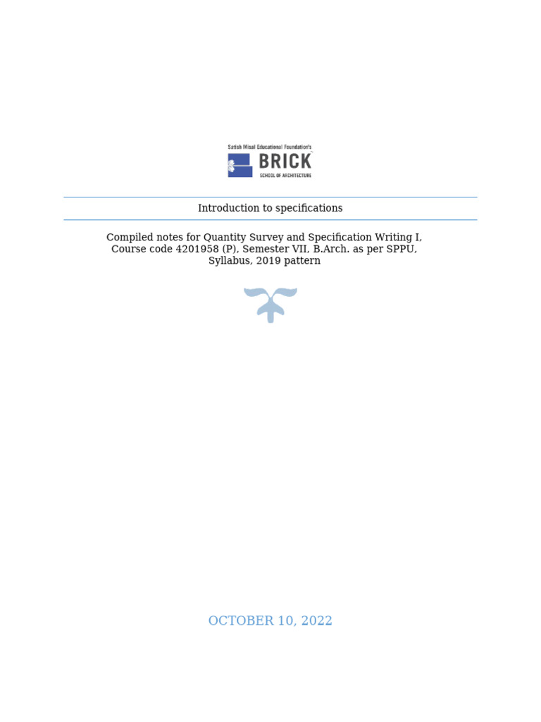 QS+SPW Unit II | PDF | Specification (Technical Standard) | Concrete