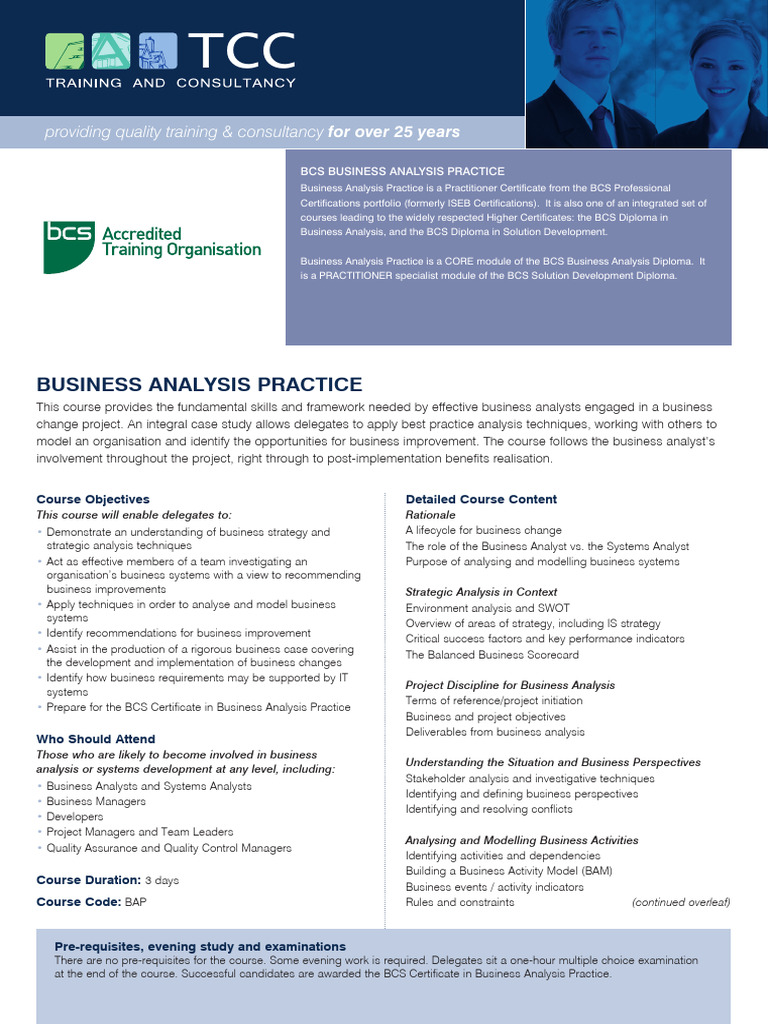 BCS Business Analysis Practice Course | PDF | Business Analysis | Business