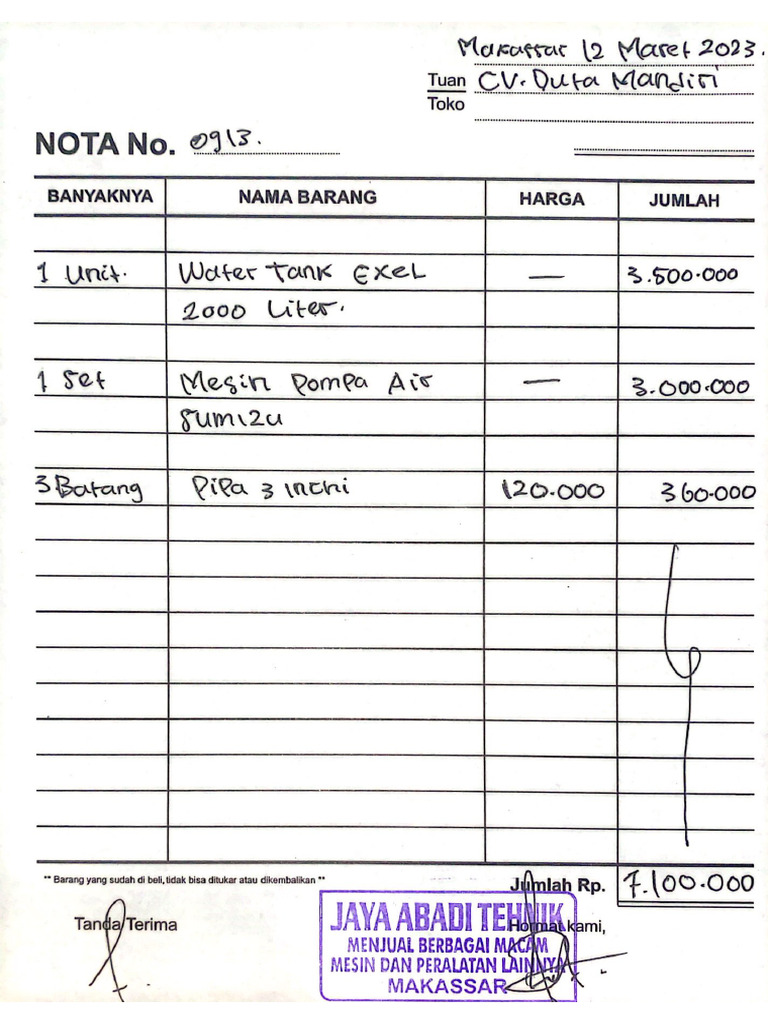 Nota Pembelian | PDF