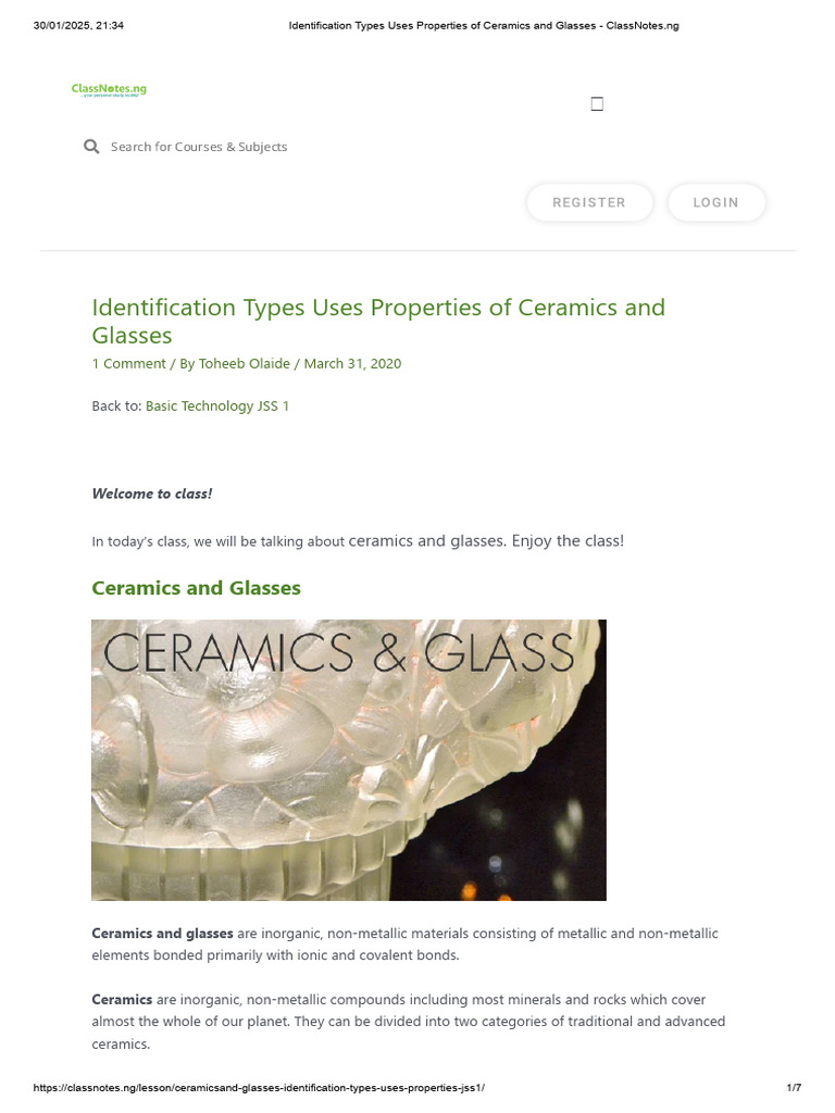 Uses and Properties of Ceramics & Glass | PDF | Glasses | Ceramics