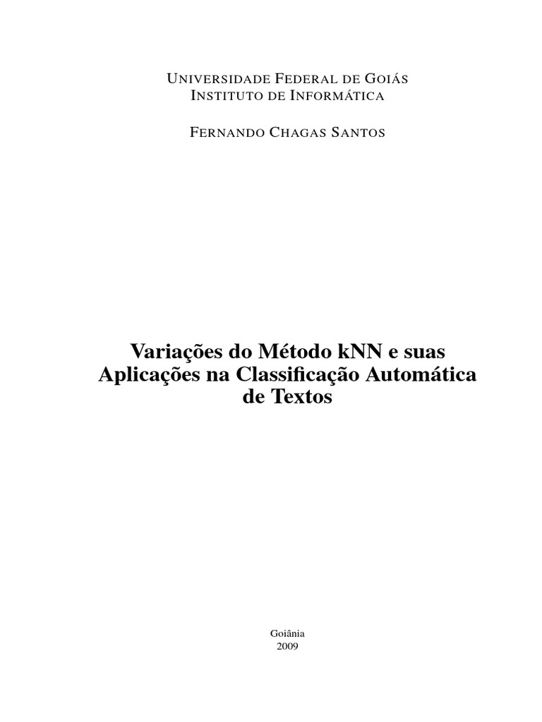 Variações do Método kNN na Classificação | PDF | Método científico ...