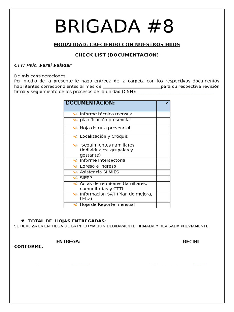 Documentación Mensual Brigada #8 | PDF