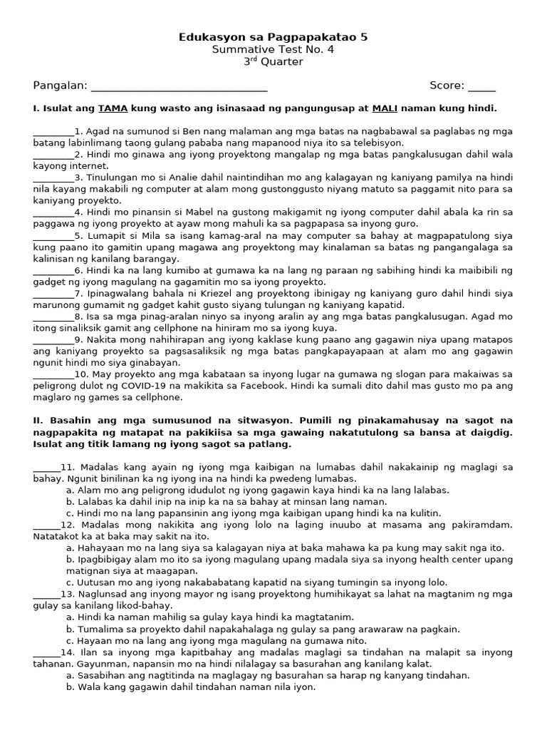 Esp5 ST4 Q3 | PDF