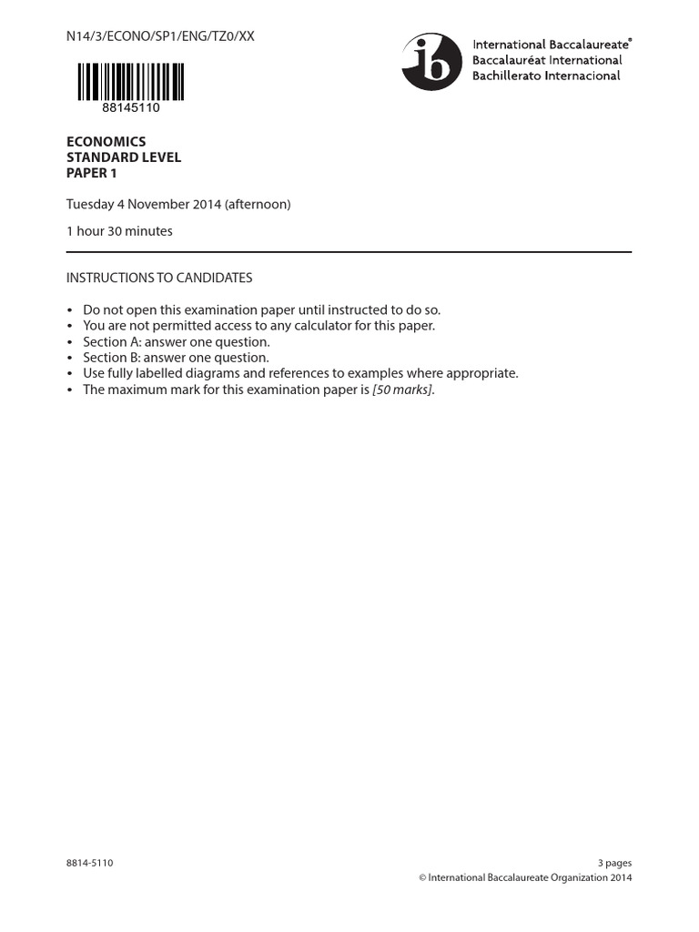 Economics Paper 1 SL 2014 | PDF | Economics | Inflation