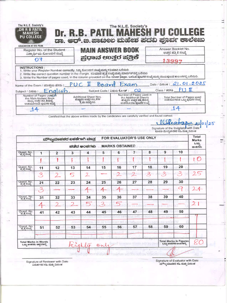 PU II Board Exam English Solved Paper | PDF