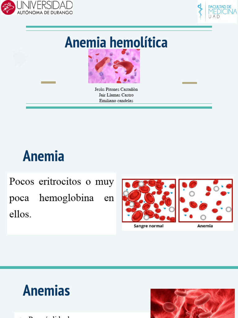 Tipos y Diagnóstico de Anemias Hemolíticas | PDF | Glóbulo rojo | Anemia