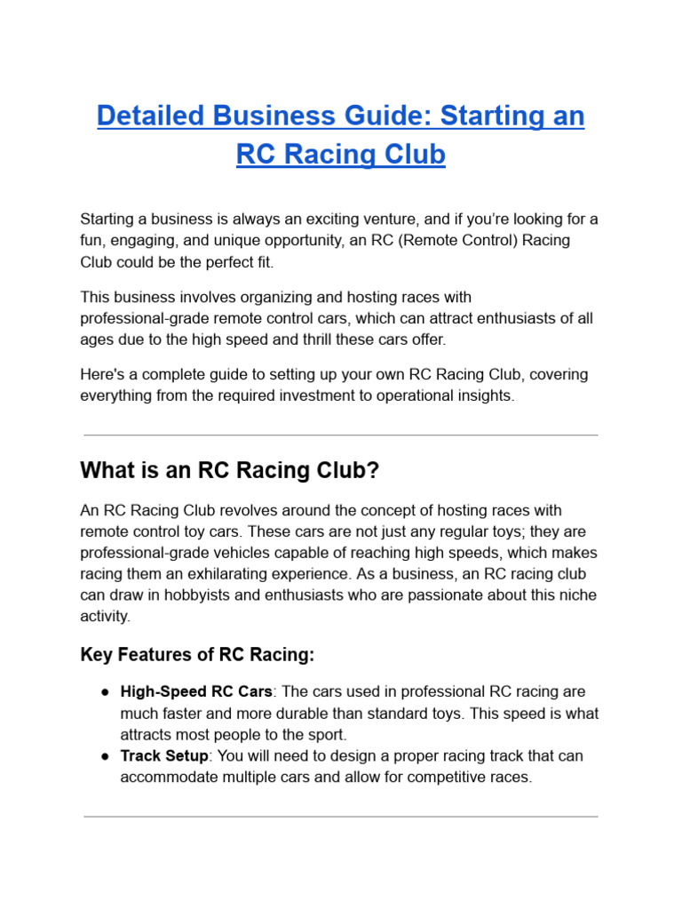 Guide to Starting an RC Racing Club | PDF