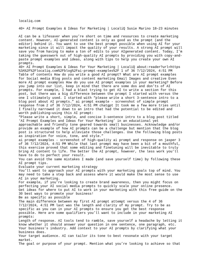 Ai prompt examples ideas marketing pdf digital marketing social