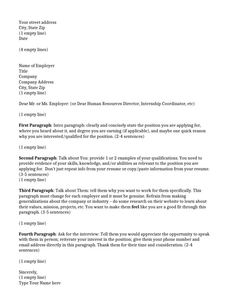 Cover Letter Layout | PDF
