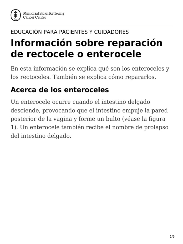 Reparación de Enterocele y Rectocele | PDF | Vagina | Cirugía