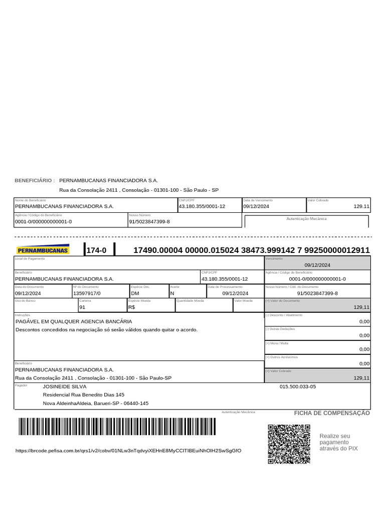 Beneficiário:: Ficha de Compensação | PDF | Bancos | Tecnologia financeira