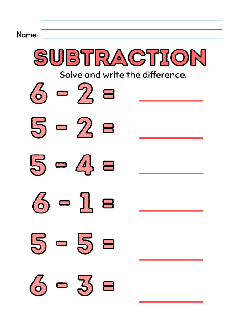 Simple Subtraction Worksheet | PDF