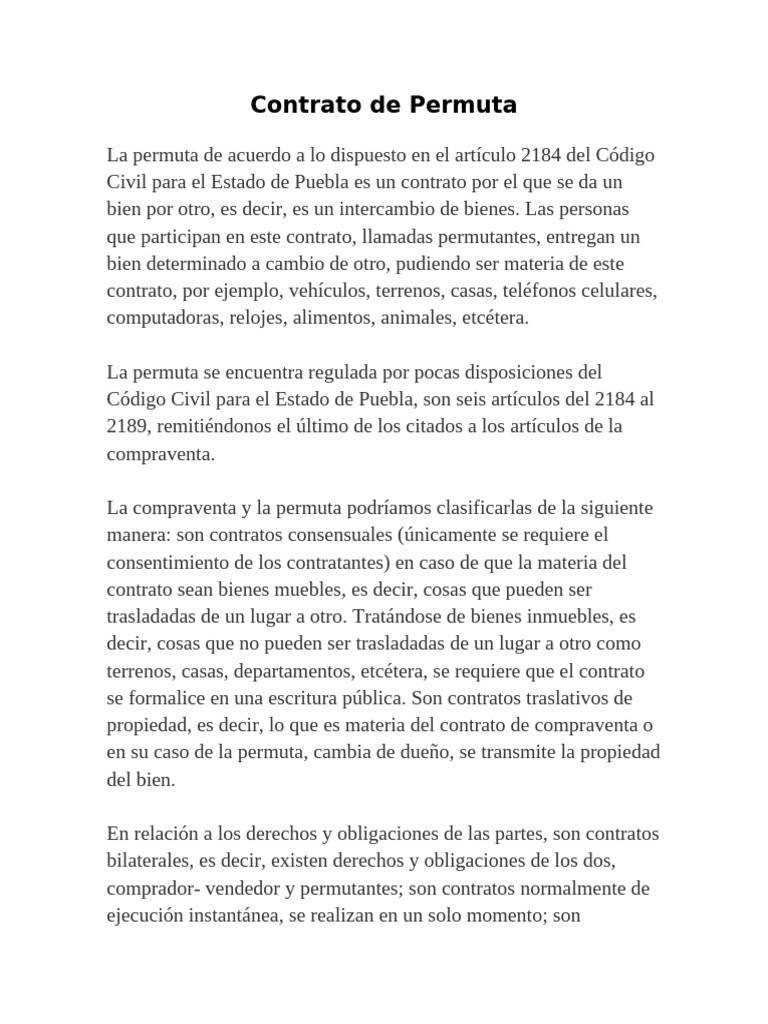 Guía del Contrato de Permuta en Puebla | PDF | Propiedad | Derecho ...