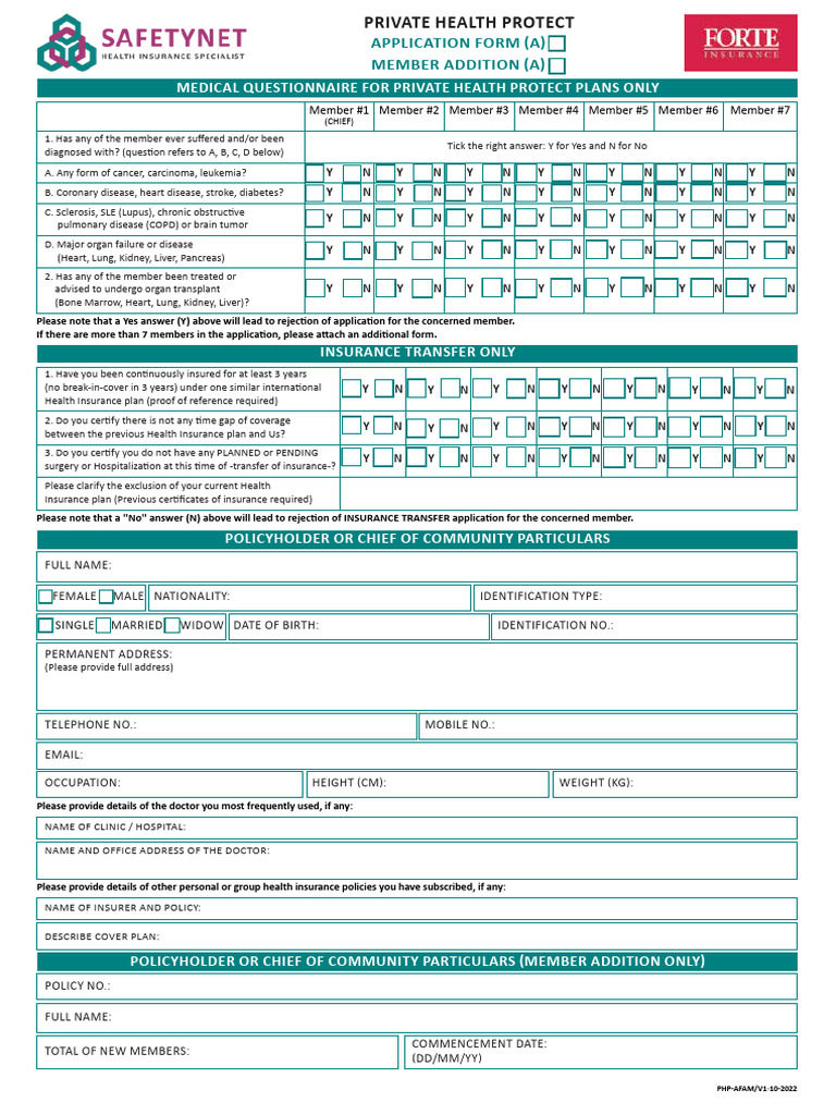 Medical Questionnaire for Health Plans | PDF | Insurance | Lung Cancer