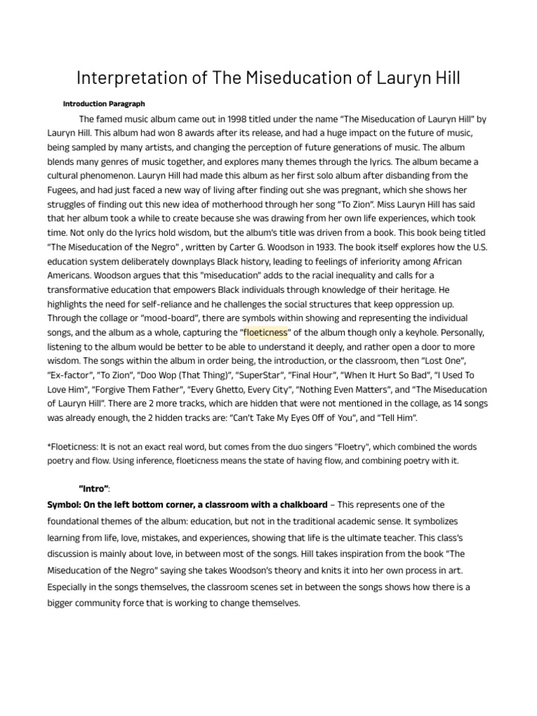 Analyzing The Miseducation of Lauryn Hill | PDF