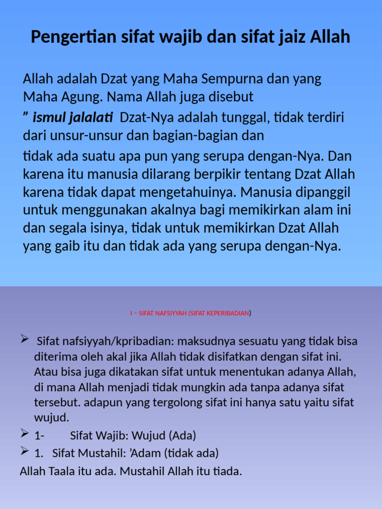 KD 1 Sifat-Sifat Allah - PPTX Kls X | PDF